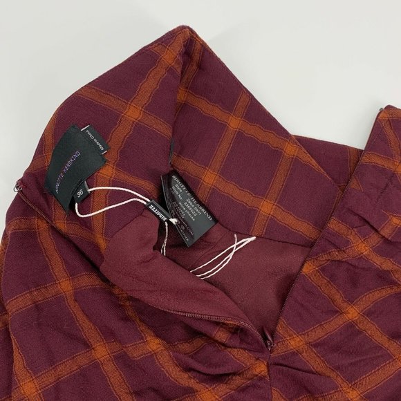 Birgitte Herskind Zaba Skirt Burgundy Plaid Asymmetrical Mini - Picture 8 of 9